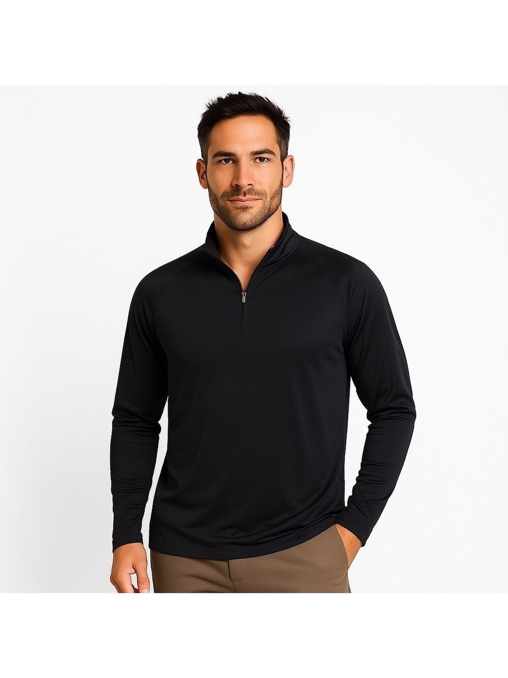 17th GREEN Men's Black Long Sleeve Lightweight Golf Pullover Top Size L